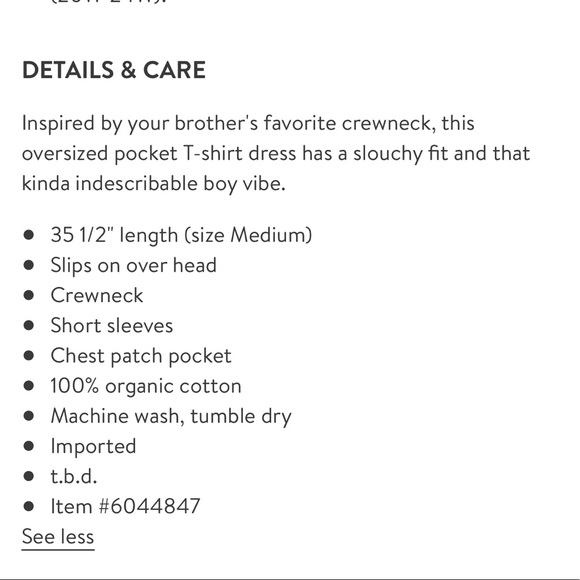 Madewell tomboy stripe pocket t-shirt dress XS - Picture 8 of 8